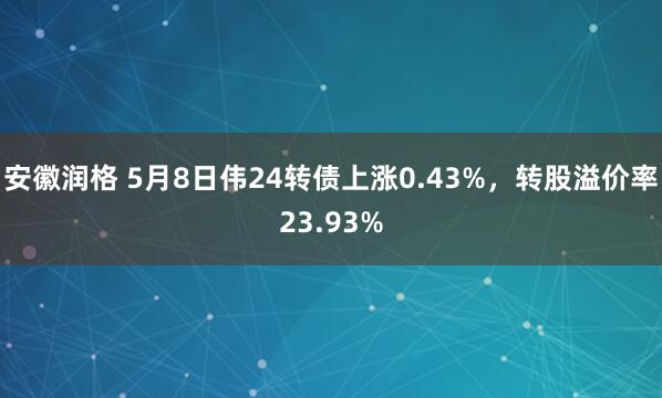 安徽润格 5月8日伟24转债上涨0.43%，转股溢价率23.93%