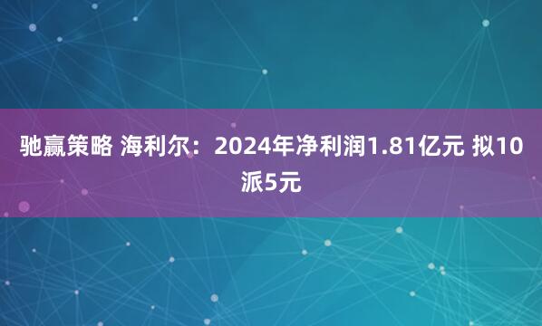 驰赢策略 海利尔：2024年净利润1.81亿元 拟10派5元